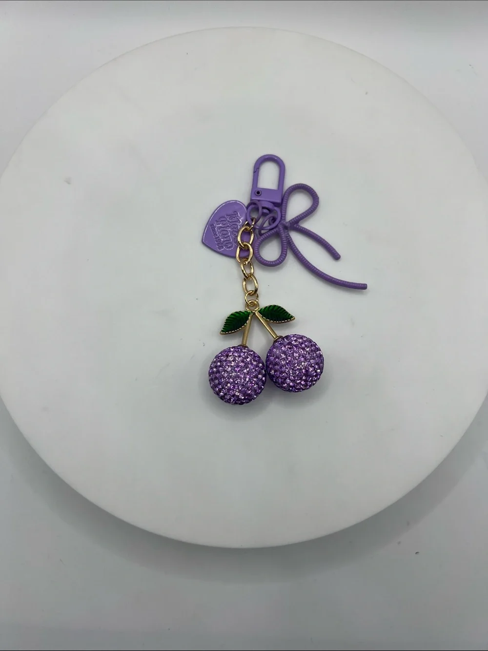 724. Purple Crystal Cherry Keychain or Bag Charm